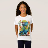 かわいいツノメドリの鳥 Tシャツ (正面フル)