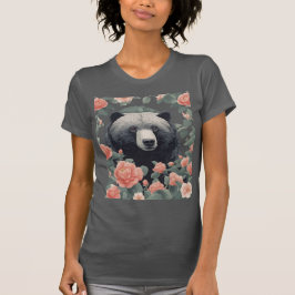 かわいいツバキに囲まれたアラバマクロクマ Tシャツ