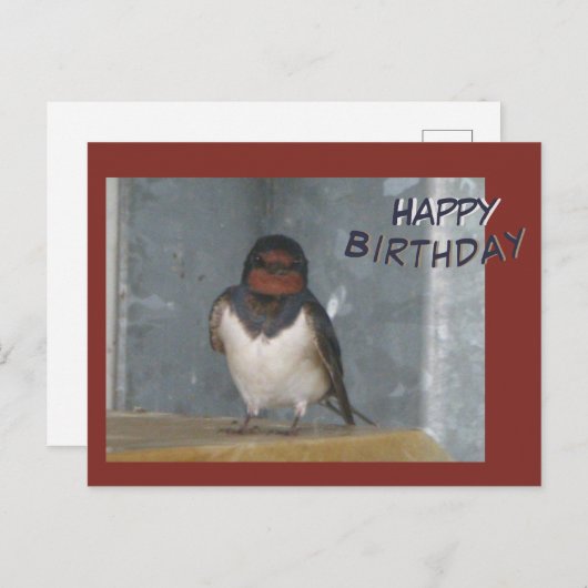 かわいいツバメの顧客様 お誕生日おめでとうございます ポストカード (正面/裏面)