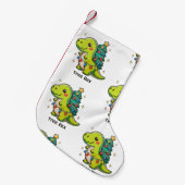 かわいいツリーレックスクリスマス恐竜Tレックスクリスマスライト スモールクリスマスストッキング (正面 (吊り時))