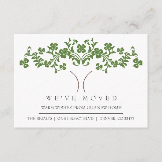 かわいいツリー新しいホームの移動発表 エンクロージャーカード (正面)