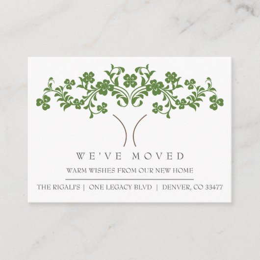 かわいいツリー新しいホームの移動発表 エンクロージャーカード (正面)