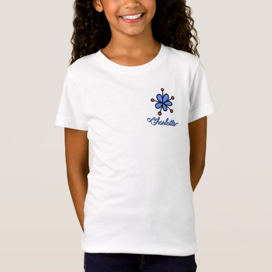 かわいいツルニチニチソウの花の落書き オリジナルデザイン Tシャツ (正面)