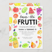かわいいツーティフルッティサマーフルーツ2歳の誕生日 招待状 (正面/裏面)