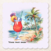 かわいいティキカクテル追加文字紙コースター ペーパーコースター (正面)