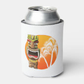 かわいいティキ像ビーチ夕日 缶クーラー (缶正面)