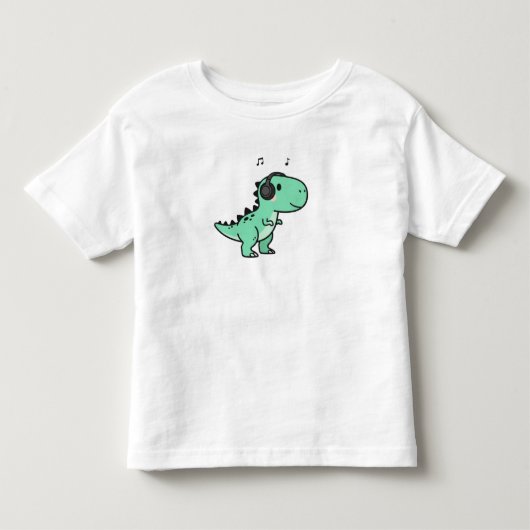 かわいいティラノサウルスが音楽を演奏🎵 トドラーTシャツ (正面)