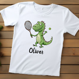 かわいいティラノサウルスのテニスプレーヤー オリジナルデザイン ベビーTシャツ