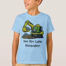 かわいいティラノサウルスの建設現場ショベルカーオペレータTシャツ Tシャツ