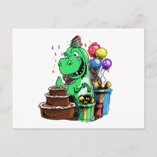 かわいいティラノサウルスの恐竜の誕生日パーティー ポストカード