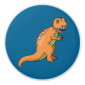 かわいいティラノサウルスの恐竜イラスト セラミックノブ (正面)