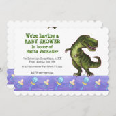 かわいいティラノサウルスの赤ちゃんシャワー 招待状 (正面/裏面)