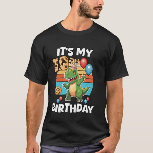 かわいいティラノサウルスの10歳の誕生日 Tシャツ (正面)