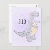 かわいいティラノサウルスレックス恐竜こんにちは ポストカード (正面/裏面)