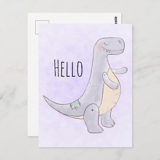 かわいいティラノサウルスレックス恐竜こんにちは ポストカード (正面/裏面)