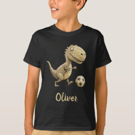 かわいいティラノサウルス サッカー Tシャツ 名入れ