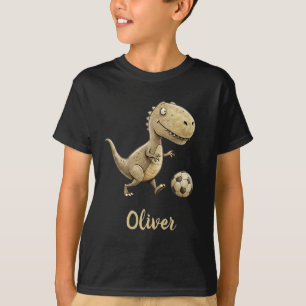 かわいいティラノサウルス サッカー Tシャツ 名入れ