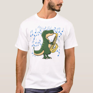 かわいいティラノサウルス サックス 音楽 Tシャツ