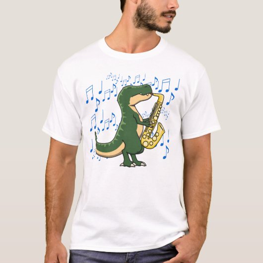 かわいいティラノサウルス サックス 音楽 Tシャツ (正面)