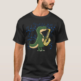 かわいいティラノサウルス サックス 音楽 Tシャツ