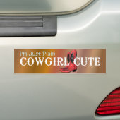 かわいいティーの女性のカーボーイ バンパーステッカー (車上)