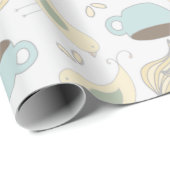 かわいいティーカップとティーポットの模様 ラッピングペーパー (ロールコーナー)