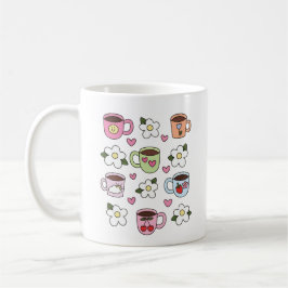 かわいいティーカップと花 コーヒーマグカップ