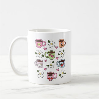 かわいいティーカップと花 コーヒーマグカップ