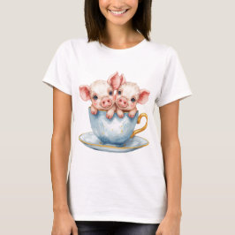 かわいいティーカップの子豚 Tシャツ