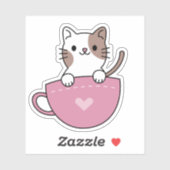 かわいいティーカップキャット シール (シート)
