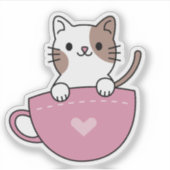 かわいいティーカップキャット シール (正面)