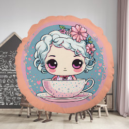 かわいいティーカップドール円枕 ラウンドクッション