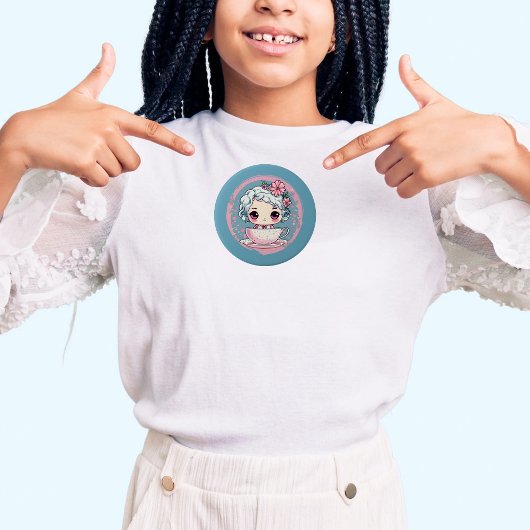 かわいいティーカップ人形ボタン 缶バッジ