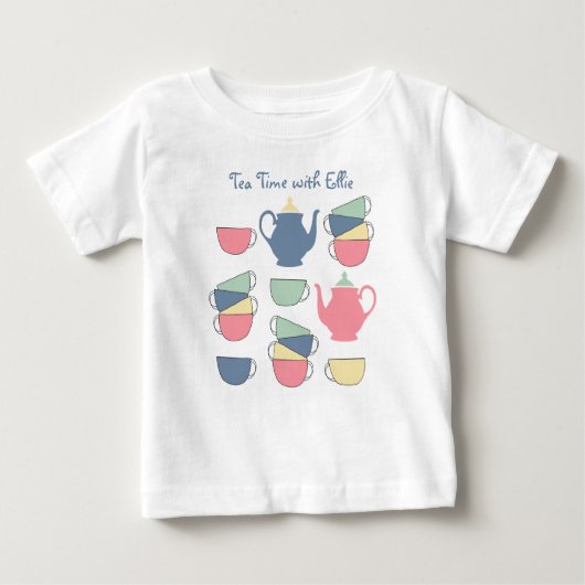 かわいいティータイムパーソナライズされたベビーTシャツ ベビーTシャツ (正面)
