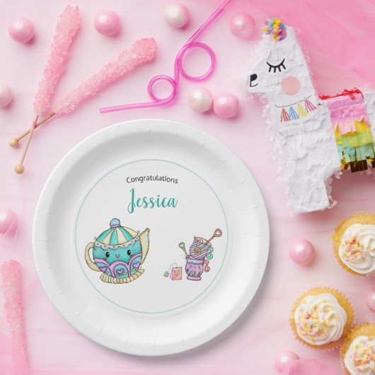 かわいいティータイムベビーシャワー ペーパープレート (パーティー)
