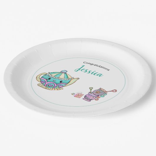 かわいいティータイムベビーシャワー ペーパープレート (アングル)