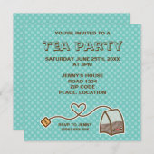 かわいいティーバッグティーパーティー 招待状 (正面/裏面)