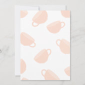 かわいいティーポットとティーカップのラスティックピンク ブライダルシャワー 招待状 (裏面)