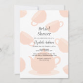 かわいいティーポットとティーカップス素朴ピンクブライダルシャワー 招待状 (正面)