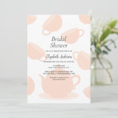 かわいいティーポットとティーカップス素朴ピンクブライダルシャワー 招待状 (スタンド正面)