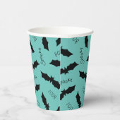 かわいいティール(緑がかった色)こうもりハローウィンパーティ紙カップ 紙コップ (右)