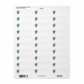 かわいいティール（緑がかった色）の日の死んだ砂糖スカルフクロウ ラベル (フルシート)