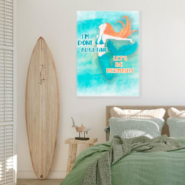 かわいいティール（緑がかった色）オレンジ姦淫Let's Be Mermaids キャンバスプリント