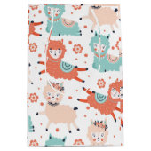 かわいいティール（緑がかった色）オレンジ赤面ラマボホギフトキッズ ミディアムペーパーバッグ (正面)