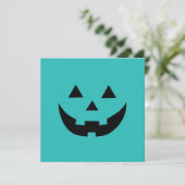 かわいいティール(緑がかった色)ハロウィーンのカボチャのちょうちんおかしなハロウィンカード (スタンド正面)