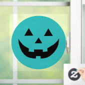 かわいいティール（緑がかった色）ハロウィーンのカボチャのちょうちんカボチャ顔ハロウィン ウィンドウサイン (ホーム)