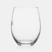 かわいいティール（緑がかった色）バチェロレッテブライダルパーティモノグラム名 ステムなしワイングラス (左)