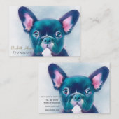 かわいいティール(緑がかった色)ピンクフランスのブルドッグデザイン 名刺 (正面/裏面)