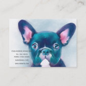 かわいいティール(緑がかった色)ピンクフランスのブルドッグデザイン 名刺 (裏面)