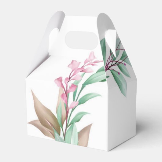 かわいいティール（緑がかった色）ピンク恐竜バタフライガールベビーシャワー フェイバーボックス (裏面サイド)